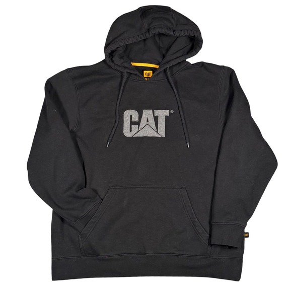 Caterpillar Tops - CAT Caterpillar Crossover Neck Graphic Hoodie Black Size Womens Large Workwear